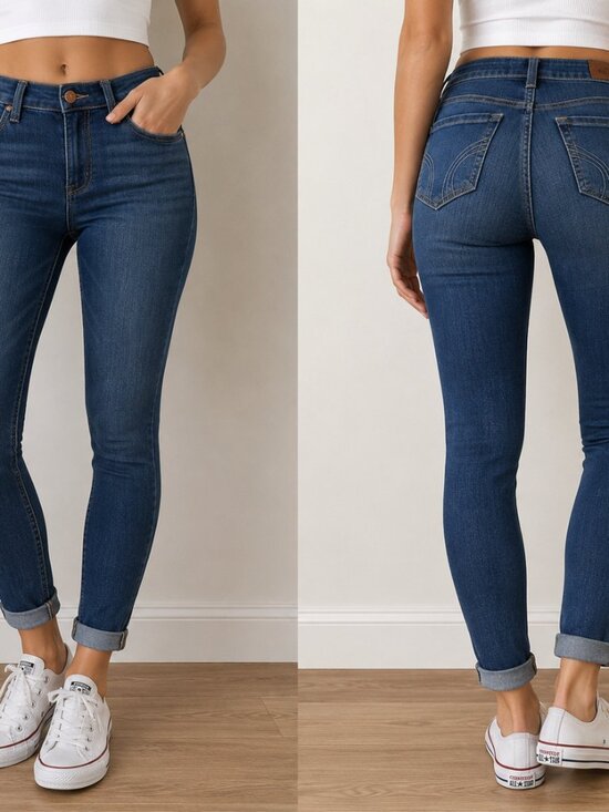 Hollister Denim - Hollister Curvy High Rise Super Skinny Jeans Women's 6S W28S Soft Stretch Cuffed